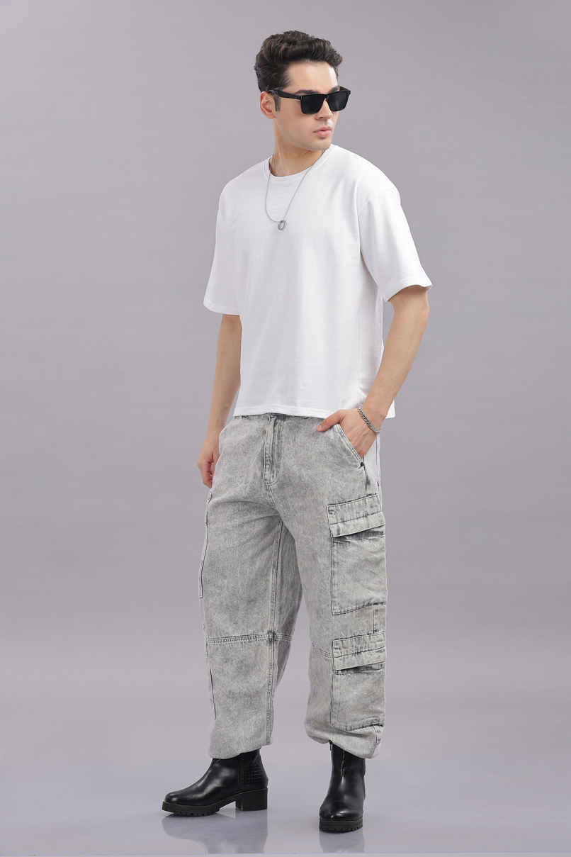 Springman Men 100% Cotton French Terry Oversized T-shirt | White - S Springman Men 100% Cotton French Terry Oversized T-shirt | White - S