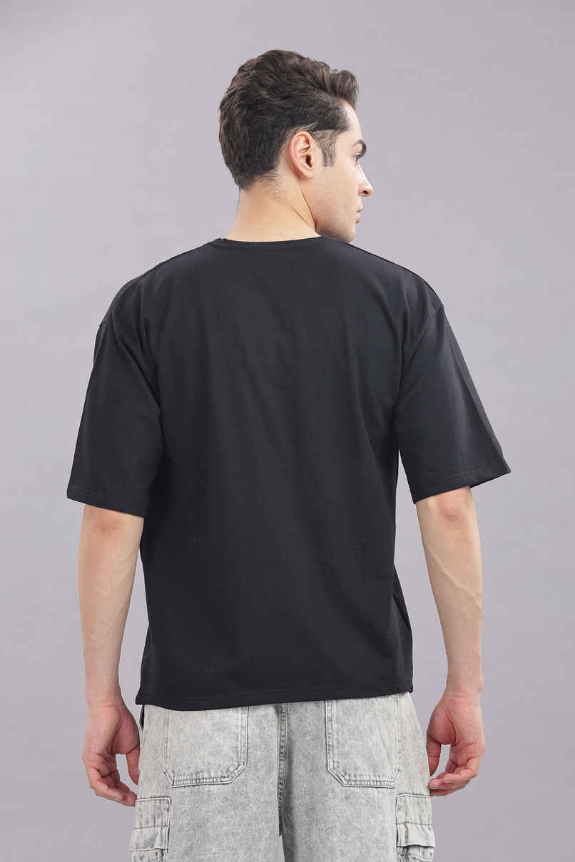 Springman Men 100% Cotton French Terry Oversized T-shirt | Black - S Springman Men 100% Cotton French Terry Oversized T-shirt | Black - S