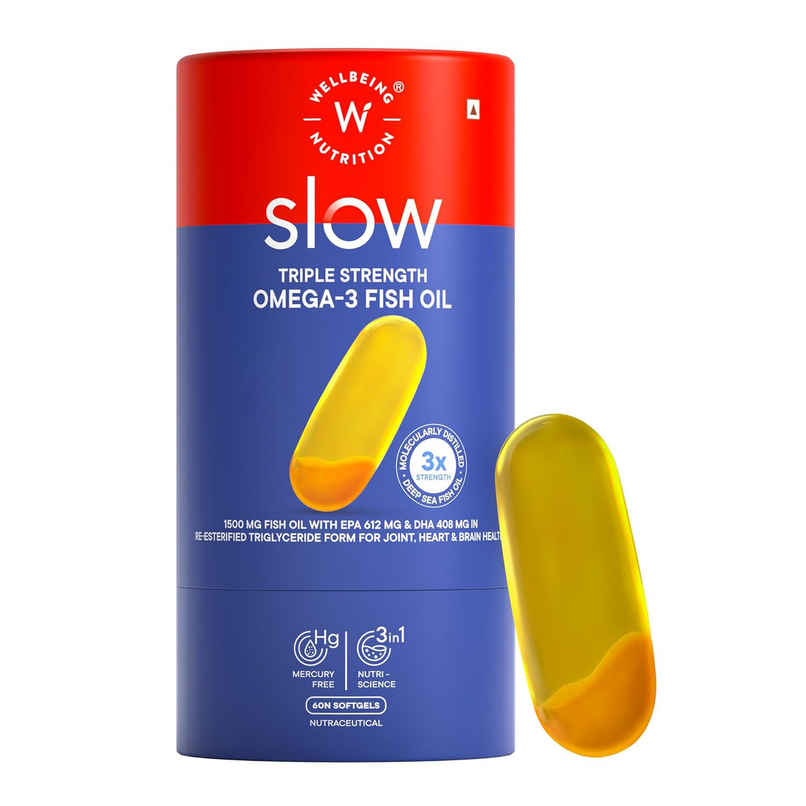 Wellbeing Nutrition Slow Triple Strength Omega-3 Fish Oil, Curcumin Extract For Brain,Joint & Heart Wellbeing Nutrition Slow Triple Strength Omega-3 Fish Oil, Curcumin Extract For Brain,Joint & Heart