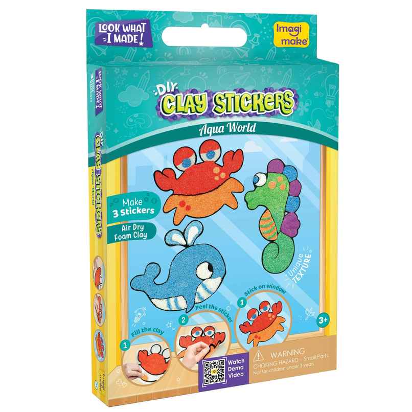 Imagimake Clay Stickers Craft Kit | Aqua | 3D Creative Craft Toy | Gift for Kids
