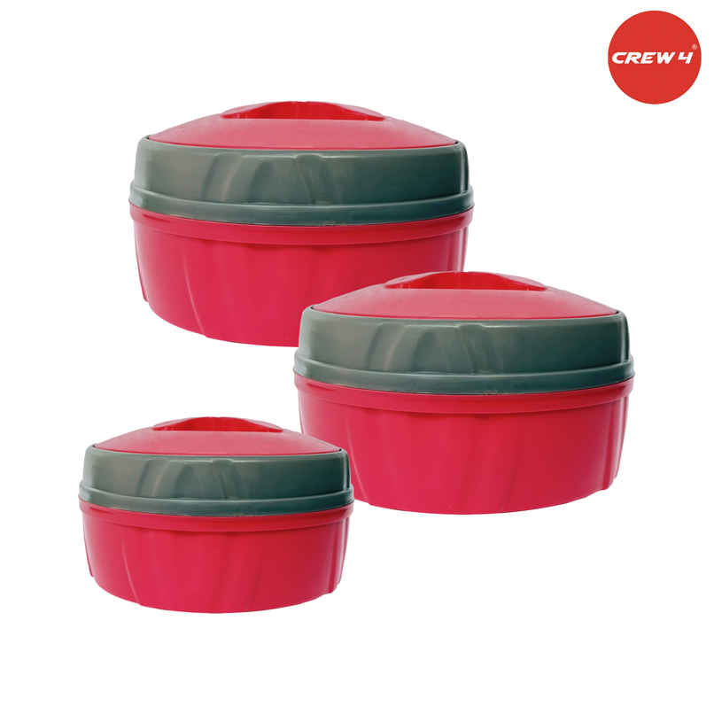 CREW4 Thermoware Casserole Set | Pink - 530 ml | 1 L | 1900 ml