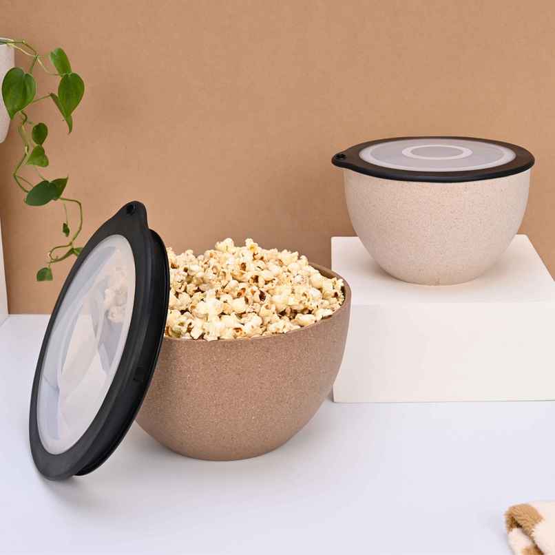 Eha Earth Friendly Mixing Bowls | Made With Rice Husk & Bamboo Fibers | Set Of 2 | Sand-Tortilla