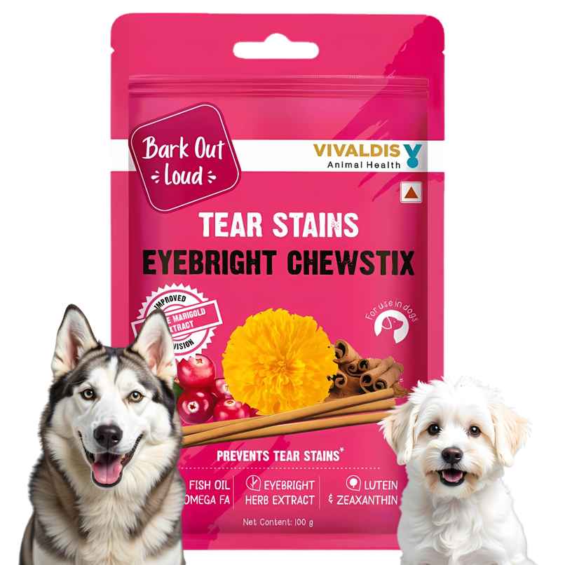 Bark Out Loud - Tear Stain Dog Treat, Chewstix with Eye bright, Marigold & Omega Fatty Acids