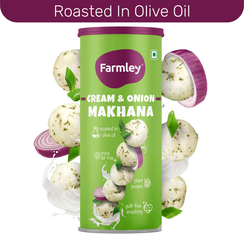 Farmley Cream & Onion  Makhana Roasted In Olive Oil Healthy Snacks