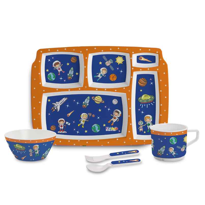 Cello Kidzbee Pentameal Cosmic Explorer Melamine Meal Set for Kids | Set of 5, Navy Blue