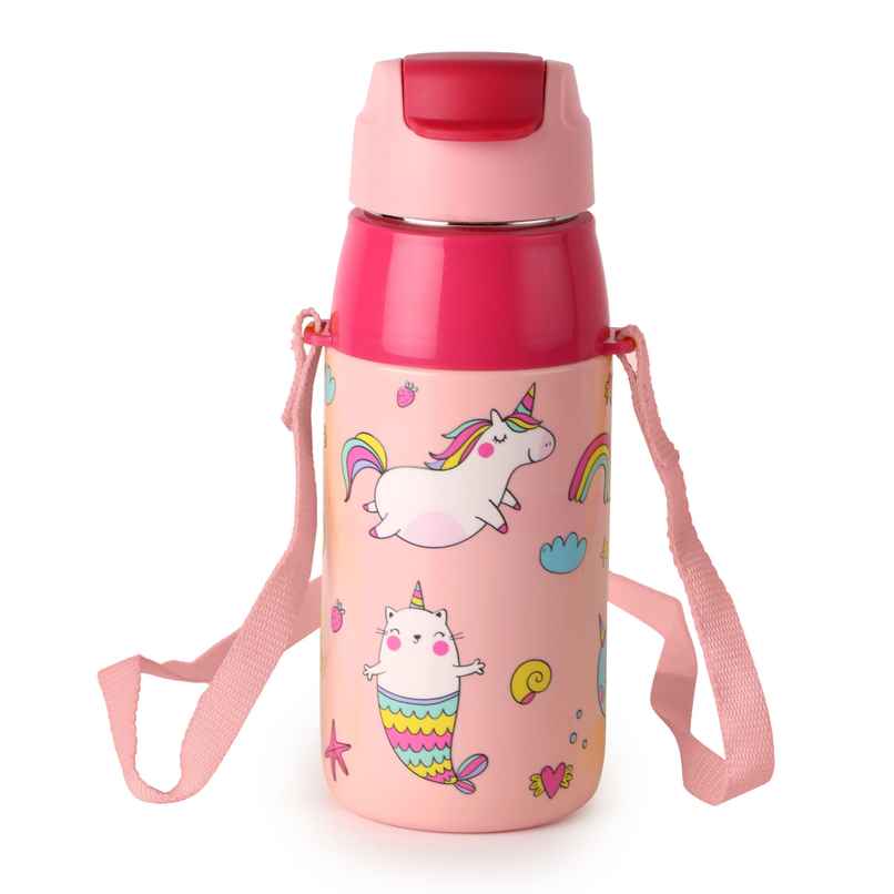 Cello Plastic Kidzbee Era Pink Parade Water Bottle PU Insulation Kids Bottle | Pink | 450 ml