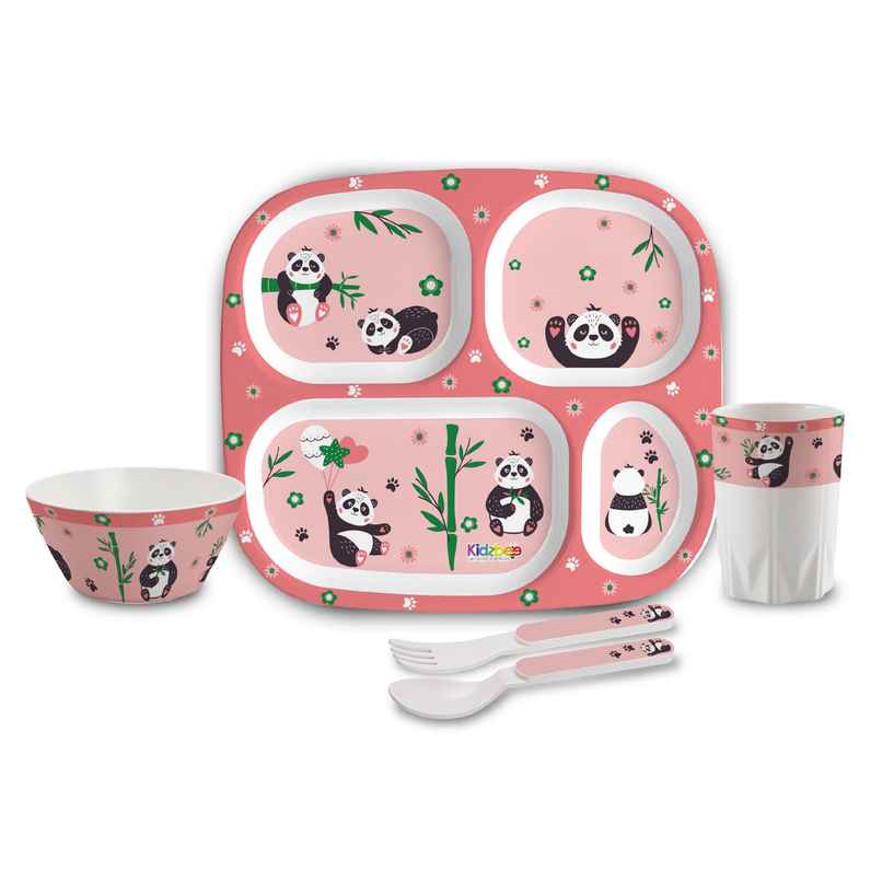 Cello Kidzbee Quadmeal Bamboo Buddies Melamine Meal Set for Kids | Set of 5, Peach Cello Kidzbee Quadmeal Bamboo Buddies Melamine Meal Set for Kids | Set of 5, Peach