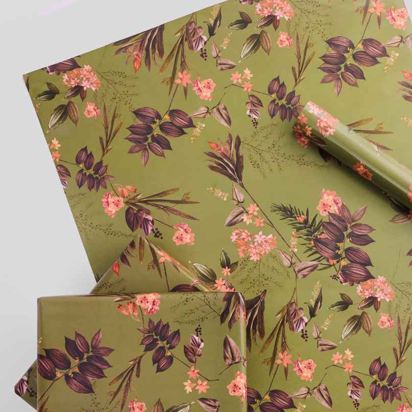 Tiger Notes Gift Wrap Festive Botanical Green Tiger Notes Gift Wrap Festive Botanical Green