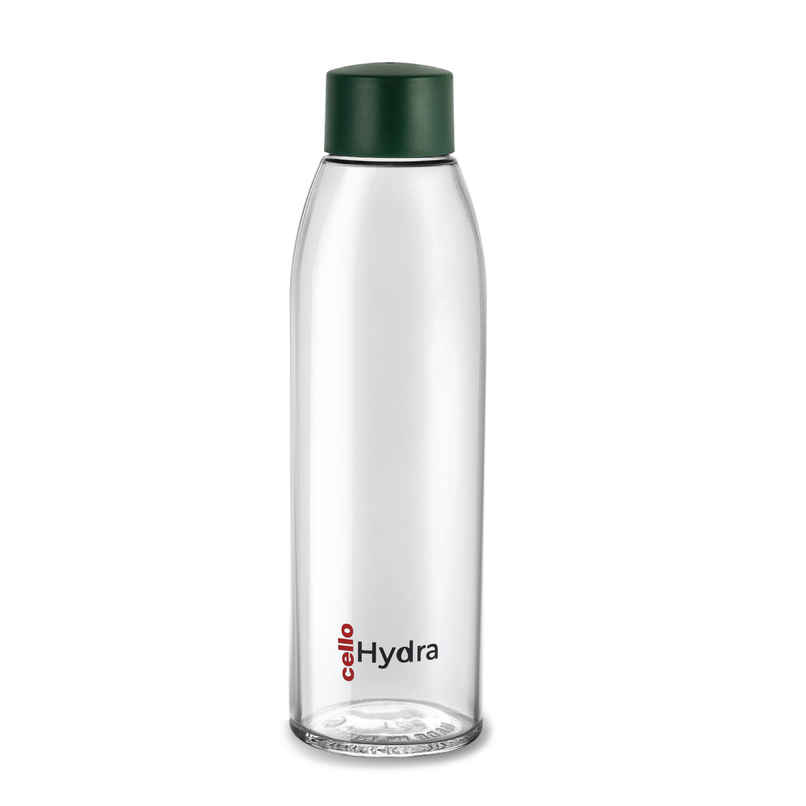 Cello Hydra 900 Glass Fridge Water Bottle with Plastic Cap | Wide mouth | Olive Green | 875 ml