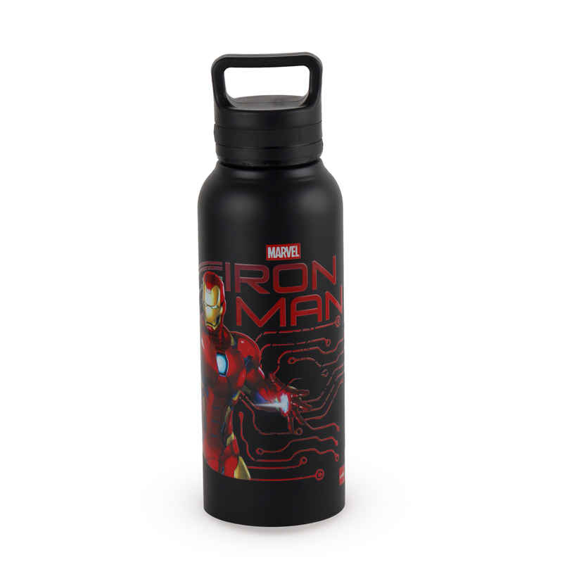 Cello Aqualoop 800 Iron Man Design Single Wall Stainless Steel Water Bottle 800 ml, Black