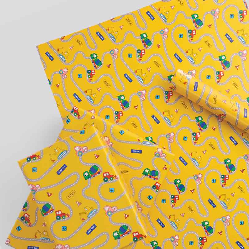 Tiger Notes Gift Wrap Kids Tractor Yellow Tiger Notes Gift Wrap Kids Tractor Yellow