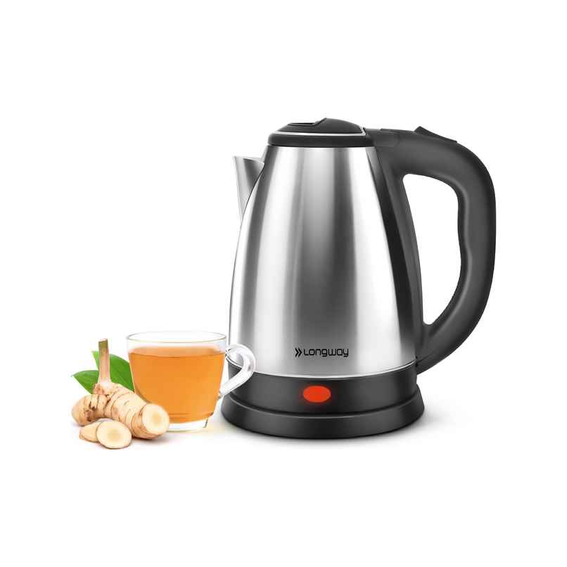 Longway Kestro Electric Kettle with Stainless Steel Body, 2L Capacity, ,1500 Watt | Silver & Black