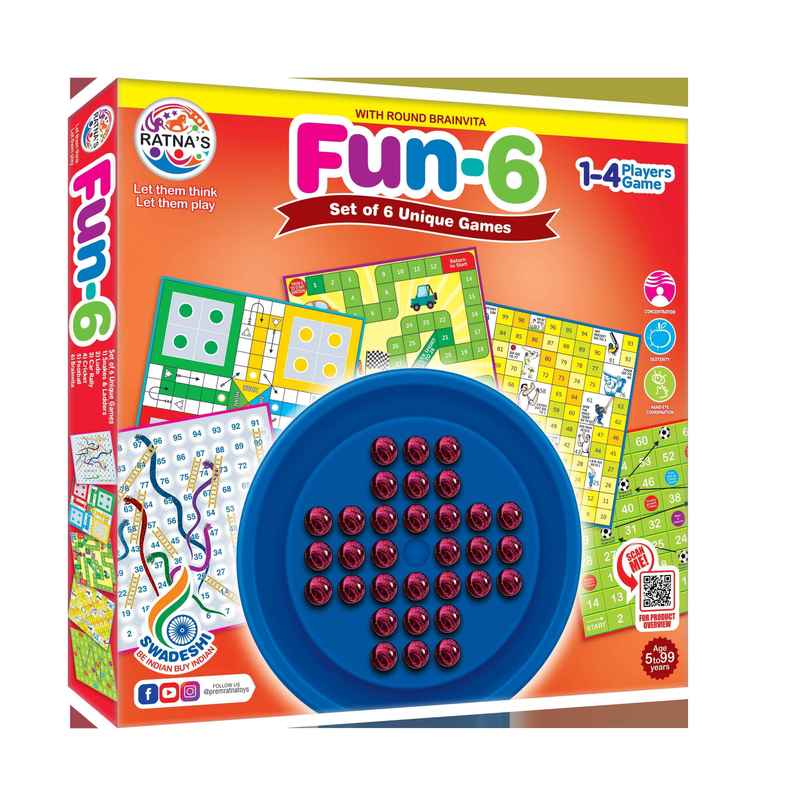 Ratna's Fun 6 Game | Indoor Family Board Game | 1-4 Players | 5+ years
