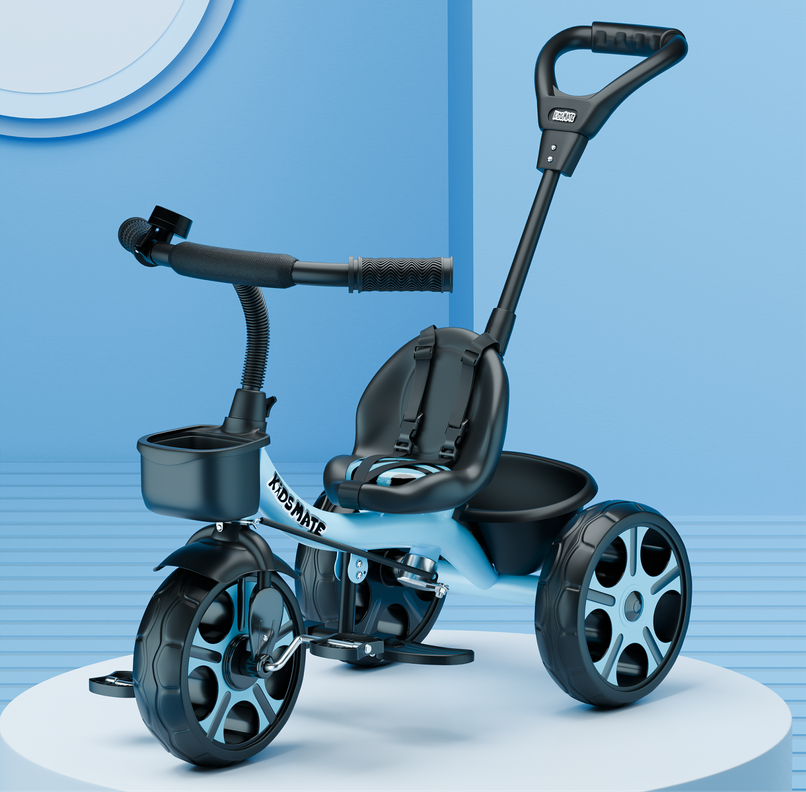 Kidsmate Junior Tricycle with Parental Control for 1 to 4 Years | Capacity 30 kgs | Blue