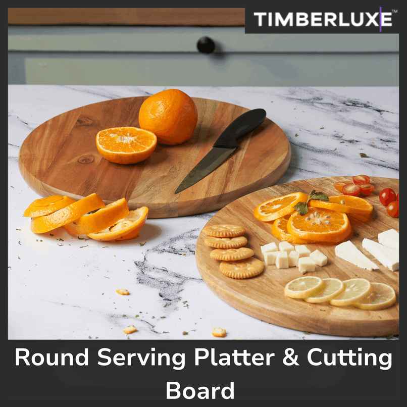 Timberluxe Round Serving Platter & Cutting Board | 12 in