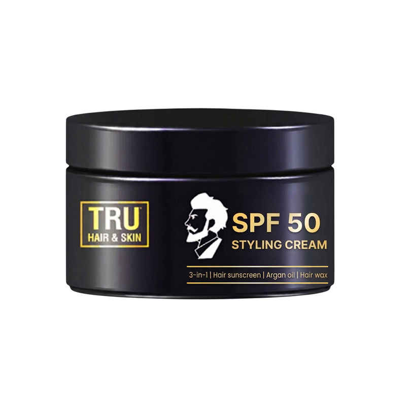 Tru Hair & Skin Spf 50 Styling Cream | Non-Sticky Hair Gel For Men | 8 Hour Hold Styling Wax