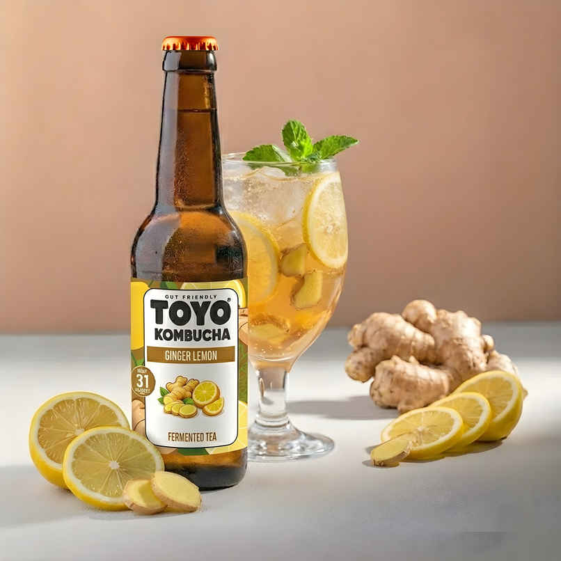 Toyo Kombucha Low Sugar Ginger Lemon | Non-Alcoholic Kombucha