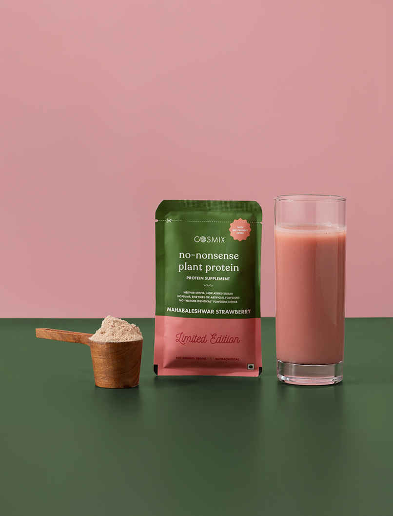 Cosmix No Nonsense Plant Protein Mahabaleshwar Strawberry | 23 g Protein per Serve