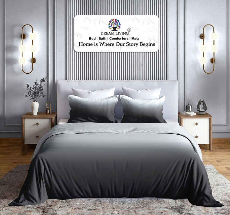 Dream Living Ombrey Double Bedsheet Set | Grey - 220 x 250 cm