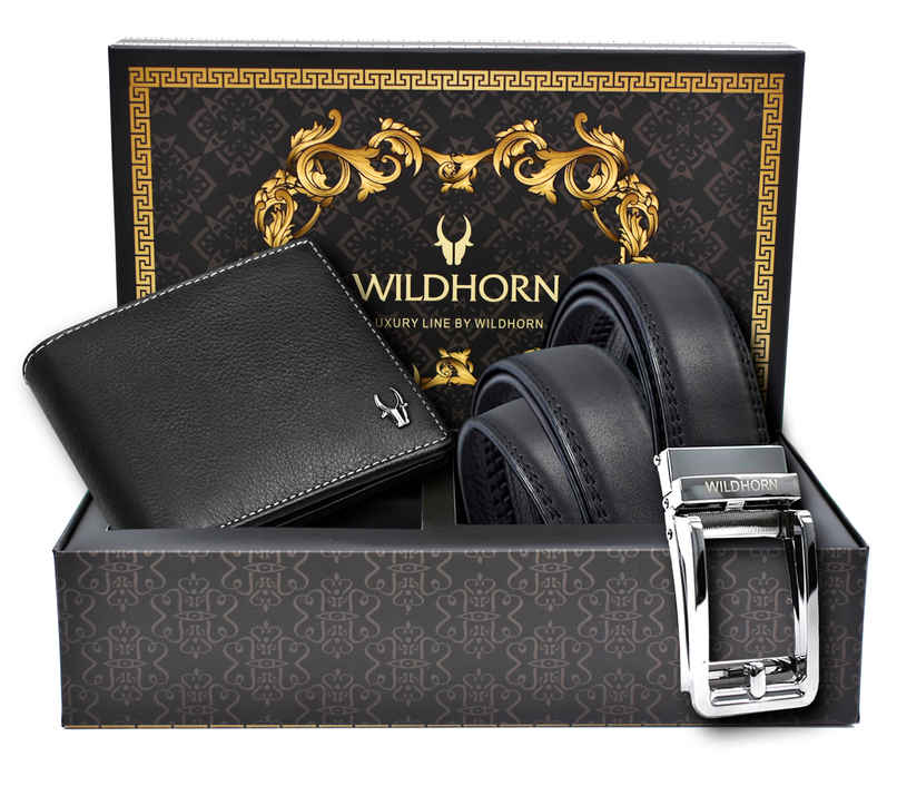 WILDHORN Premium Leather Wallet & Premium Auto Lock Belt for Men | Combo Gift Set for Men