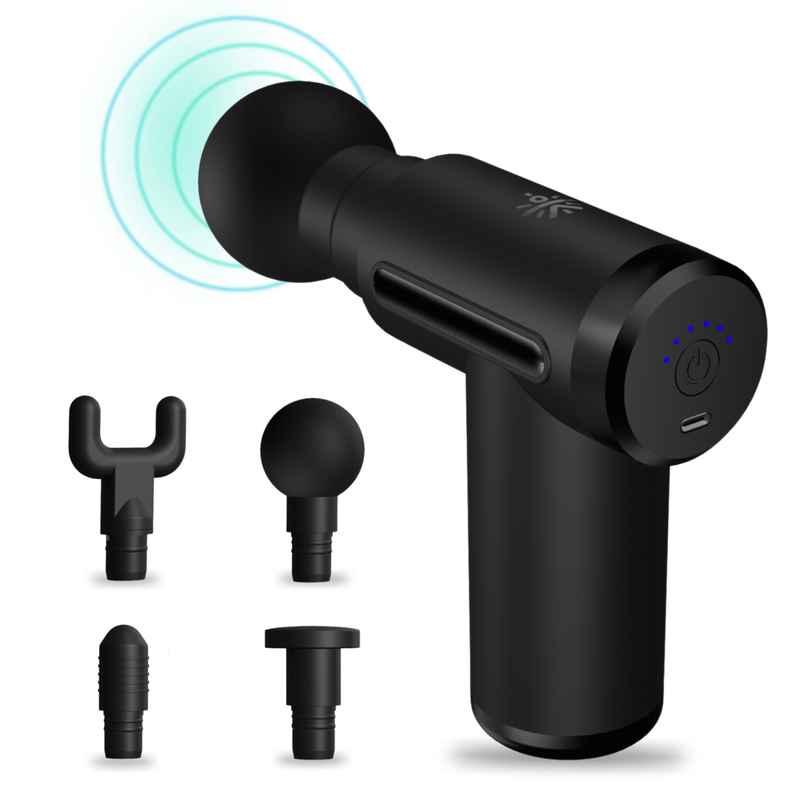 Cult Volt Gun Massager, Silicone Round Head, 4 Interchangeable Heads, Full Body Massager (Black)