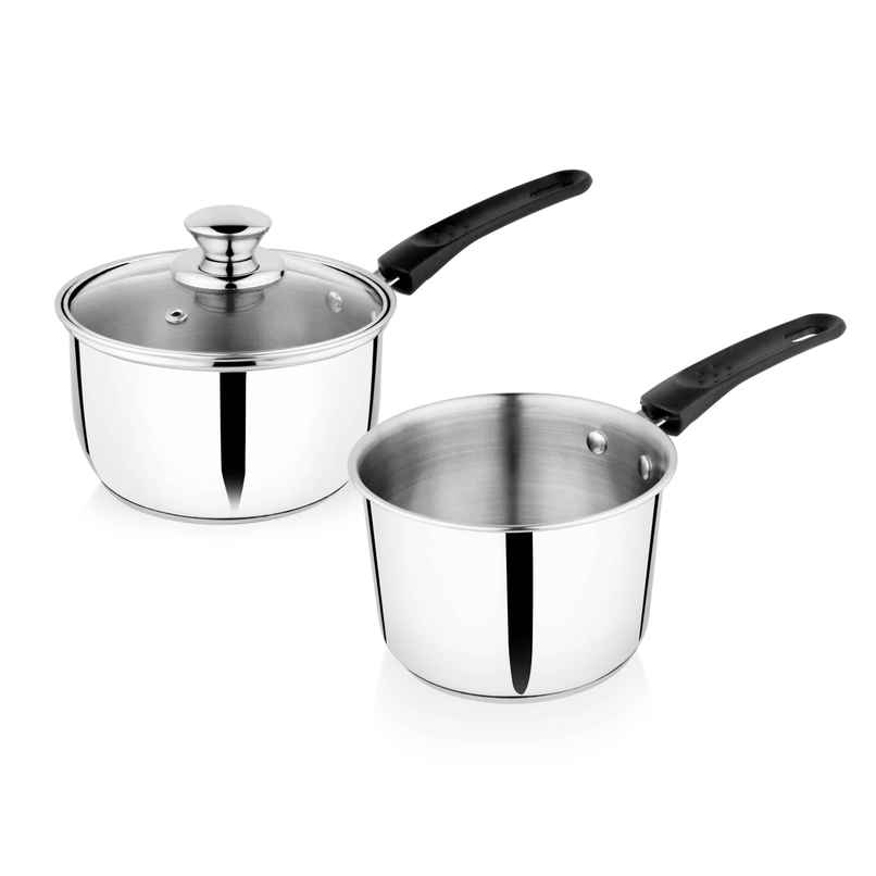 BAY6 Induction Friendly Cookware Set (1100 ml Saucepan with Glass Lid + 1150 ml Milk Pan) - (3pc) BAY6 Induction Friendly Cookware Set (1100 ml Saucepan with Glass Lid + 1150 ml Milk Pan) - (3pc)