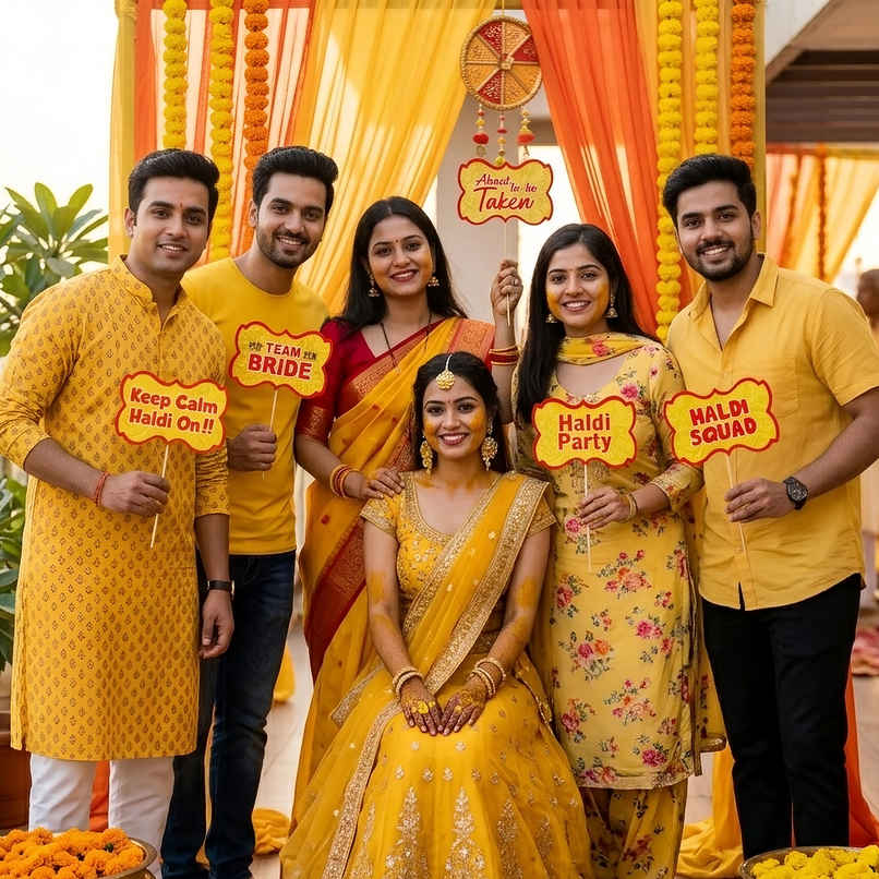 Haldi Photobooth Props Yellow Red | Propcon