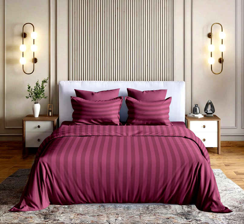 Dream Living Stripe King Bedsheet Set |275 x 275 cm| With 2 Pillow Covers