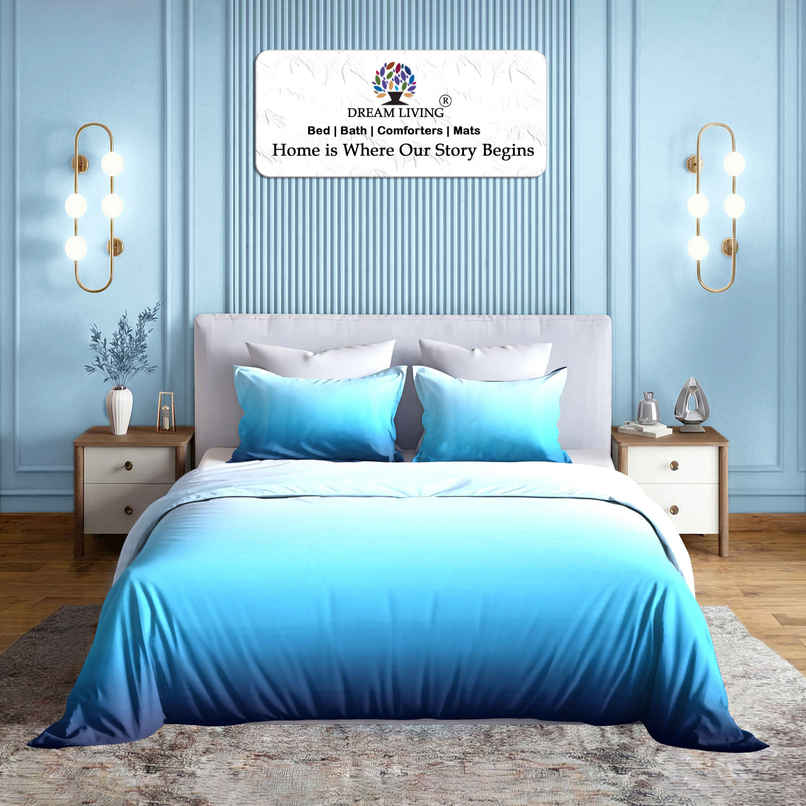 Dream Living Ombrey Double Bedsheet Set | Blue - 220 x 250 cm