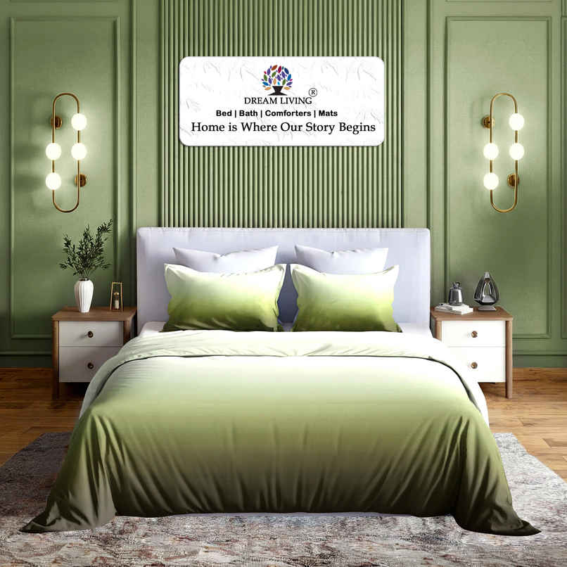 Dream Living Ombrey Double Bedsheet Set | Olive - 220 x 250 cm