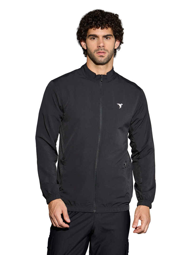 Technosport Men's Poly Solid Slim Fit Mock Neck Full Sleeve Sports Jacket | Black - M Technosport Men's Poly Solid Slim Fit Mock Neck Full Sleeve Sports Jacket | Black - M