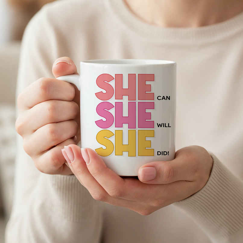 She Can, She Will, She Did | Inspirational Coffee Mug | Oye Happy She Can, She Will, She Did | Inspirational Coffee Mug | Oye Happy