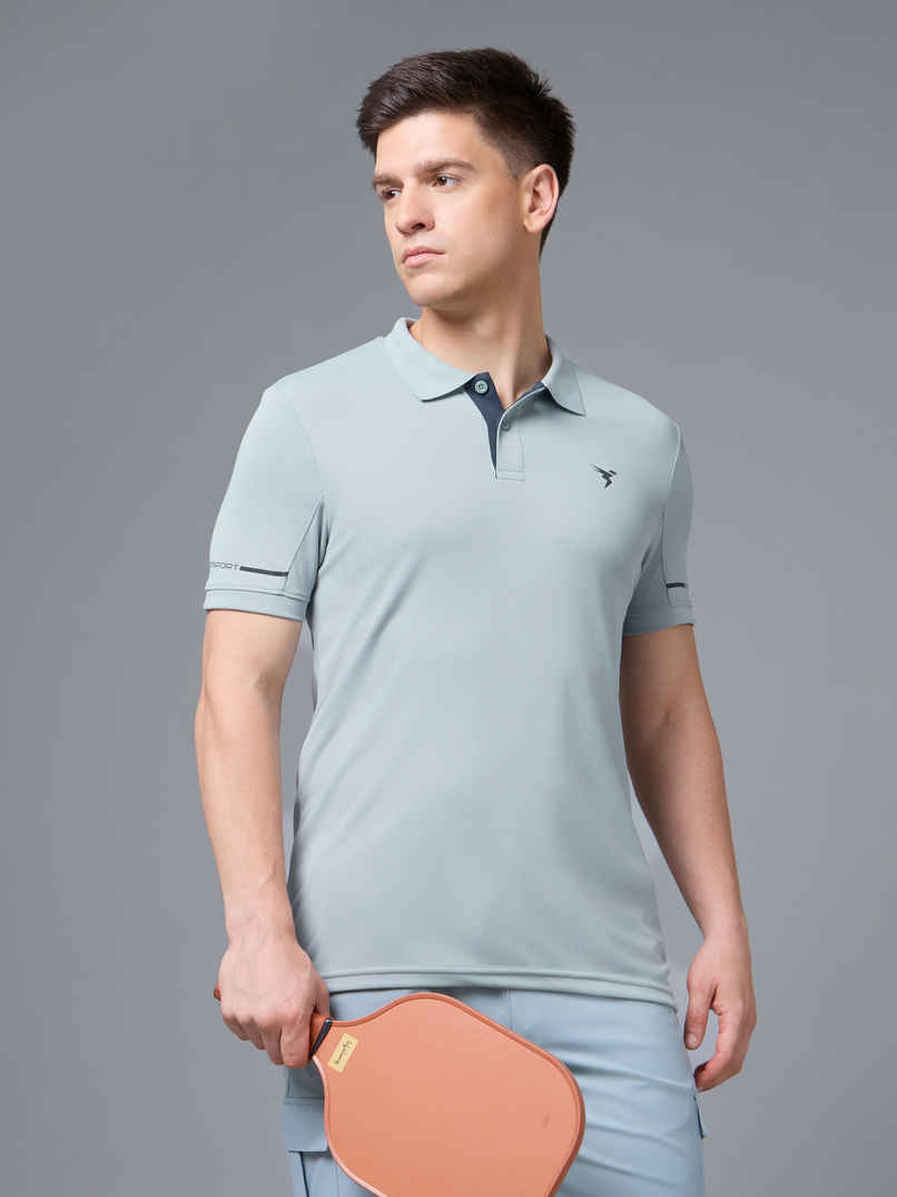 Technosport Men's Solid Slim Fit Polo Sports T-Shirt with TECHNOCOOL+ | Ultimate Grey | XL