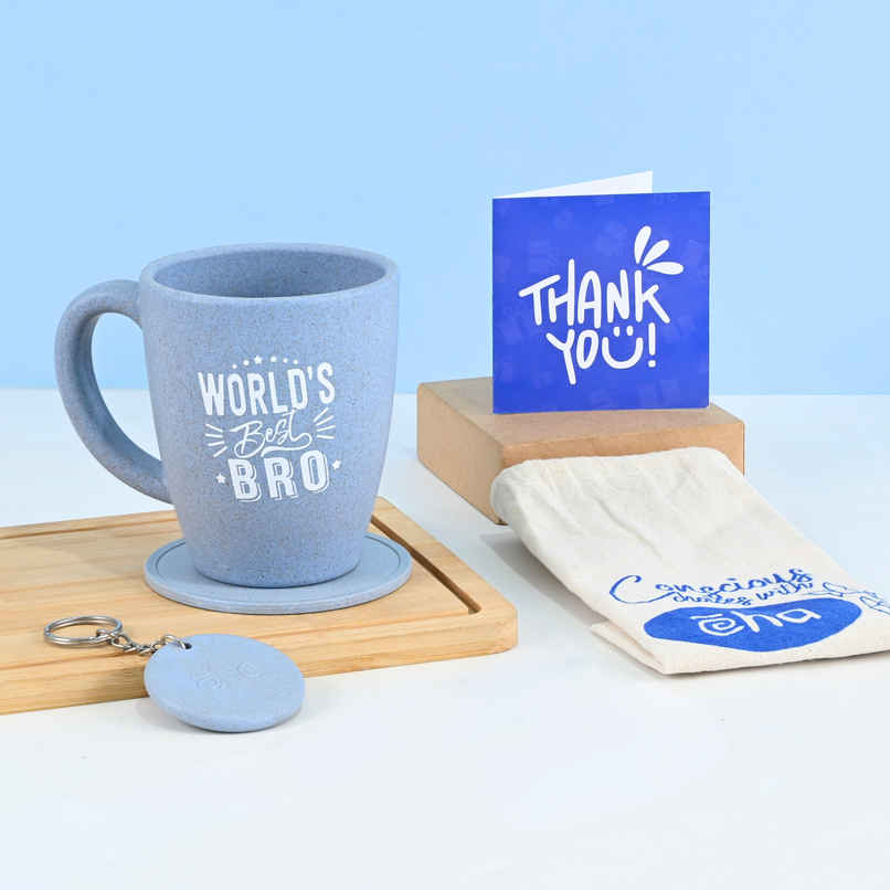 Eha Earth Friendly Best Brother with Printed Mug Made with Rice Husk Biocomposite | Azure - 300 ml Eha Earth Friendly Best Brother with Printed Mug Made with Rice Husk Biocomposite | Azure - 300 ml