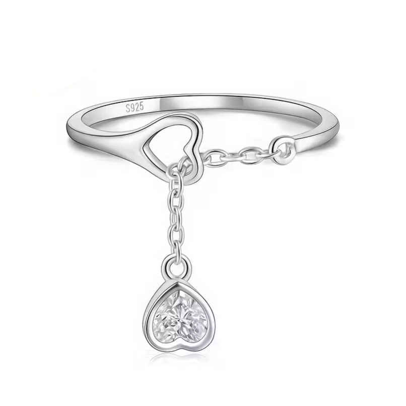 BeautyNX Heart Dangle Silver Ring | Silver | BNX-RNG-0019
