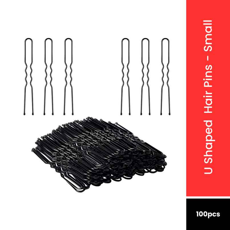 Bronson Professional U Shaped Hairpins Small With Storage Box Thick Black Ball Tip Metal | 100 Pcs