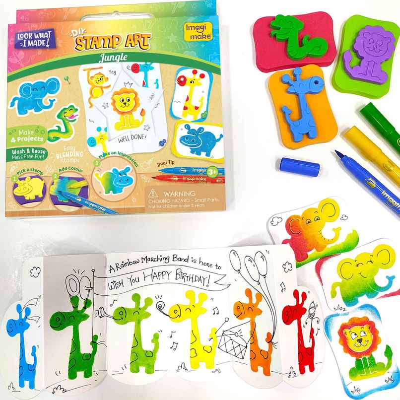 Imagimake DIY Jungle Stamp Art Kit | Creative Art Toy | Jungle Theme Craft Set for Kids Imagimake DIY Jungle Stamp Art Kit | Creative Art Toy | Jungle Theme Craft Set for Kids