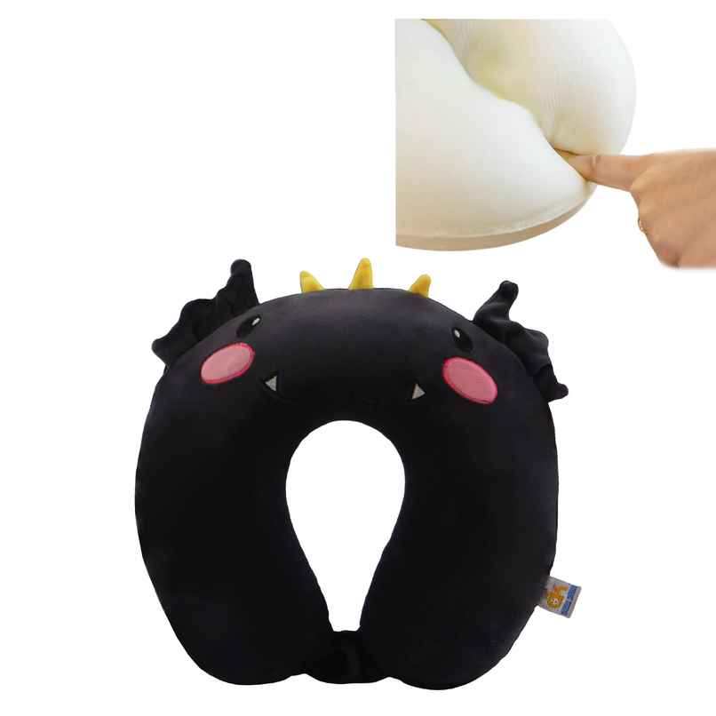 ORKA Unisex Solid Embroidery Supersoft Neck Pillow | Black - Free Size