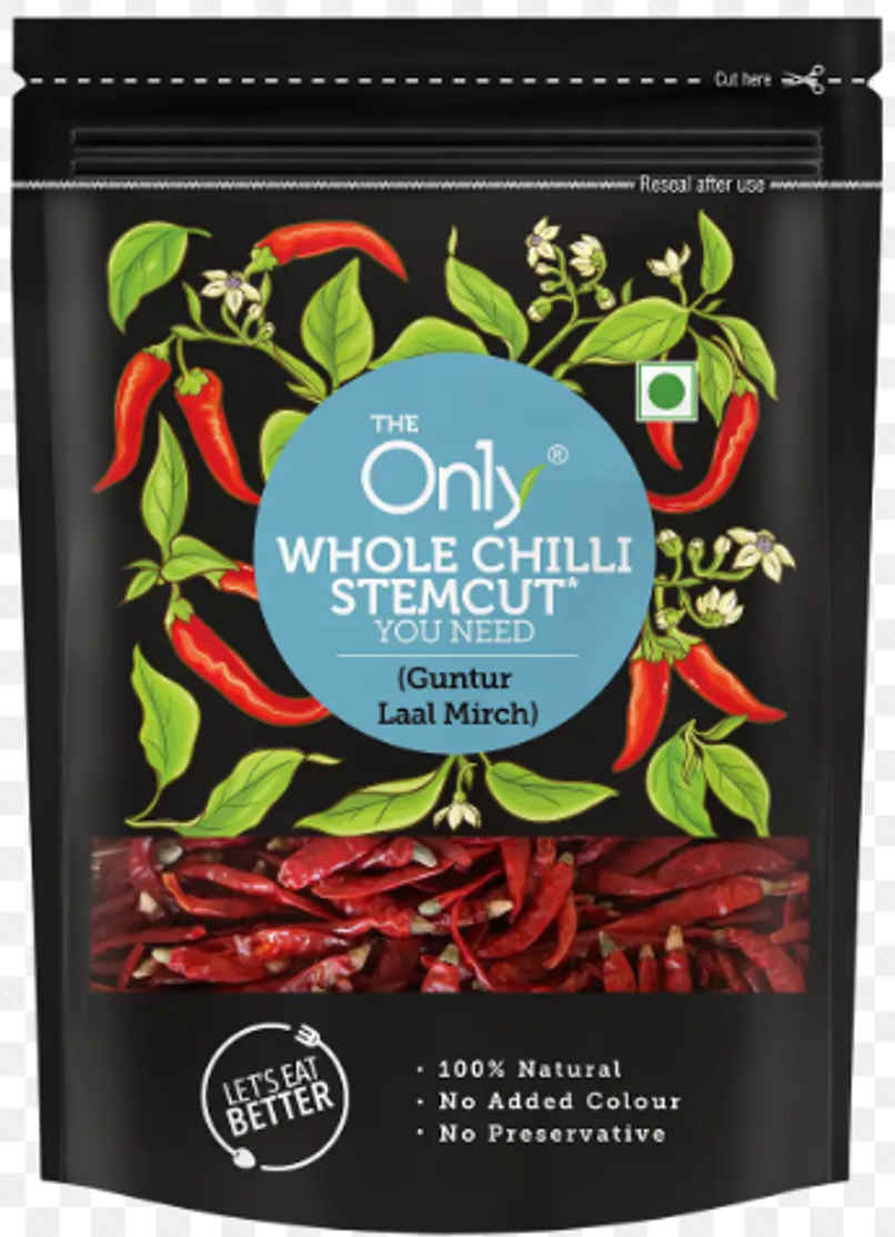 On1y Chilli Whole Guntur (Stem cut)