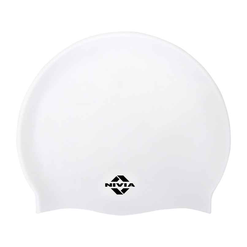 Nivia Classic Silicone AduLiter Swimming Cap - White