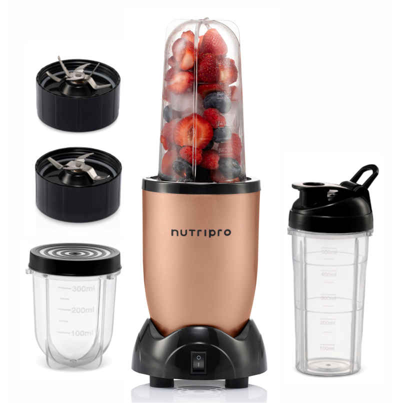 NUTRIPRO Nutri Blender Juicer Mixer Grinder 500W- 3 Jars & 2 Blades | Gold NUTRIPRO Nutri Blender Juicer Mixer Grinder 500W- 3 Jars & 2 Blades | Gold
