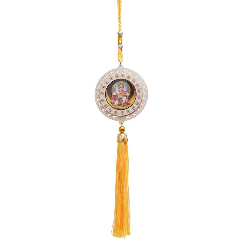 Divine Vibes Hanuman Ji Round Wooden Car Hanging Decorative Divine Vibes Hanuman Ji Round Wooden Car Hanging Decorative