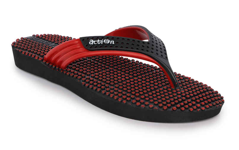 Action Slipper For Women | Nfl-29 Black-Red - UK-5