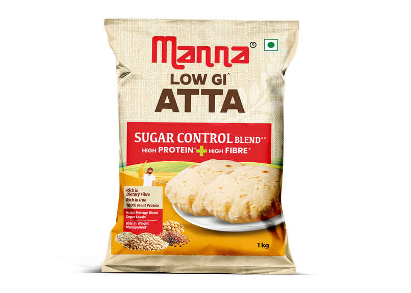 Manna Low Gi Atta - Diabetic Friendly| High Protein & Fibre Manna Low Gi Atta - Diabetic Friendly| High Protein & Fibre