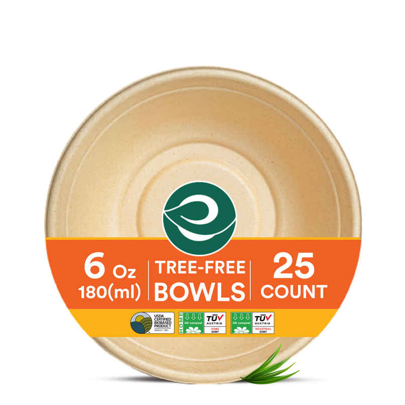 ECO SOUL | Bagasse Disposable Bowls | 180 ml | Round | 25 Count ECO SOUL | Bagasse Disposable Bowls | 180 ml | Round | 25 Count
