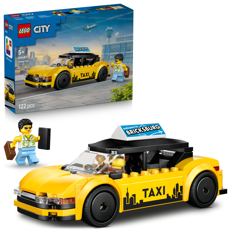LEGO City Yellow Taxi Model Car Kit with 2 Minifigures 60487 LEGO City Yellow Taxi Model Car Kit with 2 Minifigures 60487