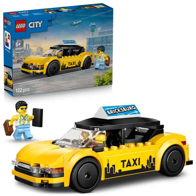 LEGO City Yellow Taxi Model Car Kit with 2 Minifigures 60487 LEGO City Yellow Taxi Model Car Kit with 2 Minifigures 60487