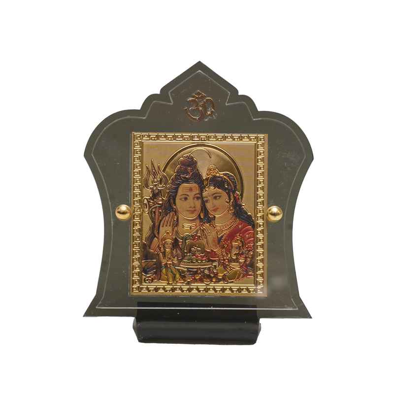 Divine Vibes Shiv Parwati Photo Design Frame for Car Dashboard - Big