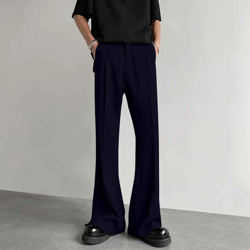 FTX Men's Loose Fit Solid Formal Bell Bottom Trouser | Blue - 34