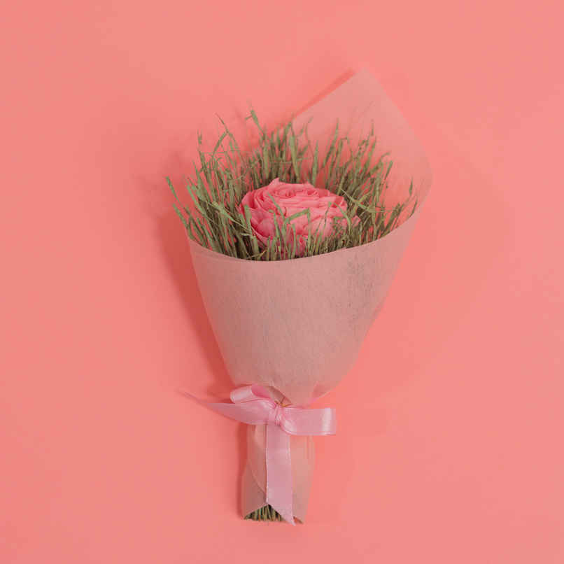 Single Pink Rose Dried Flowers Bouquet | Rooted Single Pink Rose Dried Flowers Bouquet | Rooted